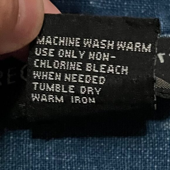 Requirements VTG linen cotton denim shirt dress size large floral patriotic - Picture 9 of 9